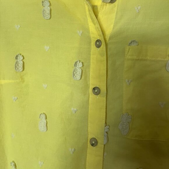Mauve by Anthropologie Yellow Pineapple Embroidered Buttondown Blouse | Size M - Picture 10 of 13
